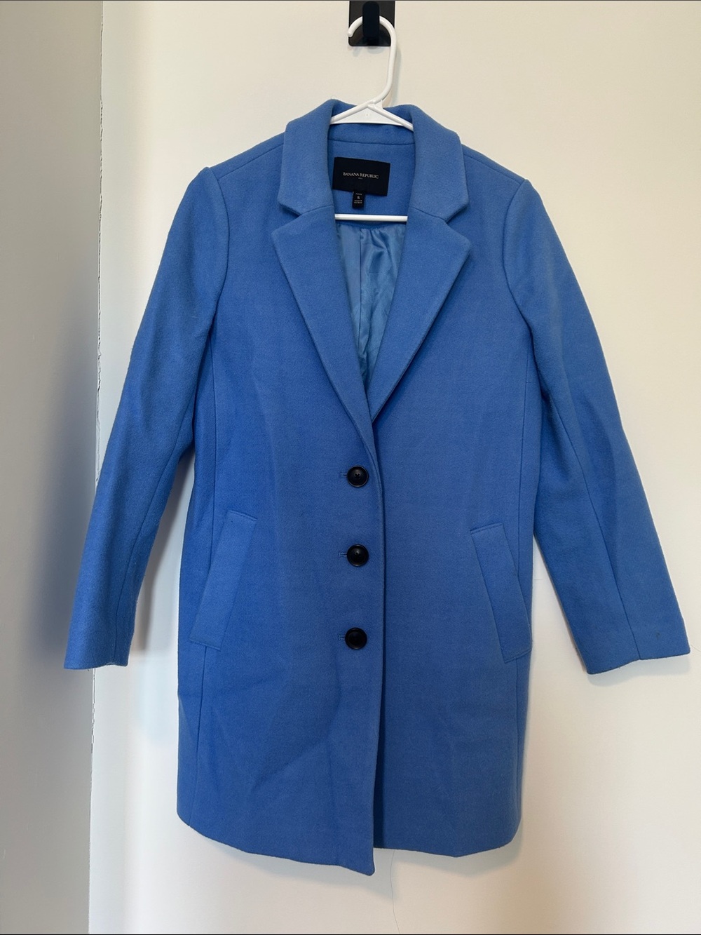 Banana Republic Blue Single-Breasted Wool-Blend Trench Coat